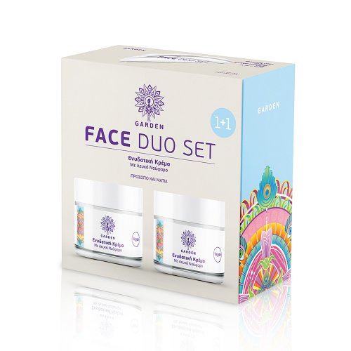 Garden Face Duo Set No2 Moisturizing Cream 1+1, Ενυδατική κρέμα με λευκό νούφαρο για πρόσωπο και μάτια, 2x50ml